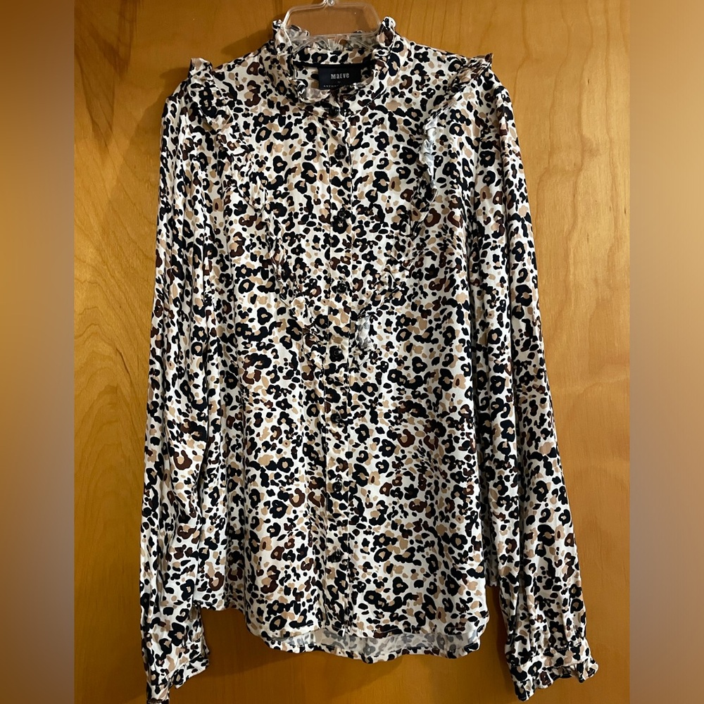 Anthro Maeve Katia Top Ruffled Front Size 6